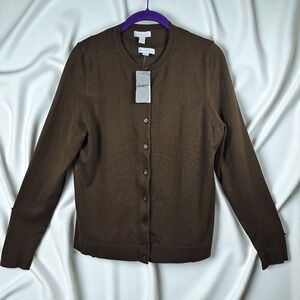 Charter Club‎ Womens Large Cardigan and Matching Tank Top Brown Long Sleeve Knit